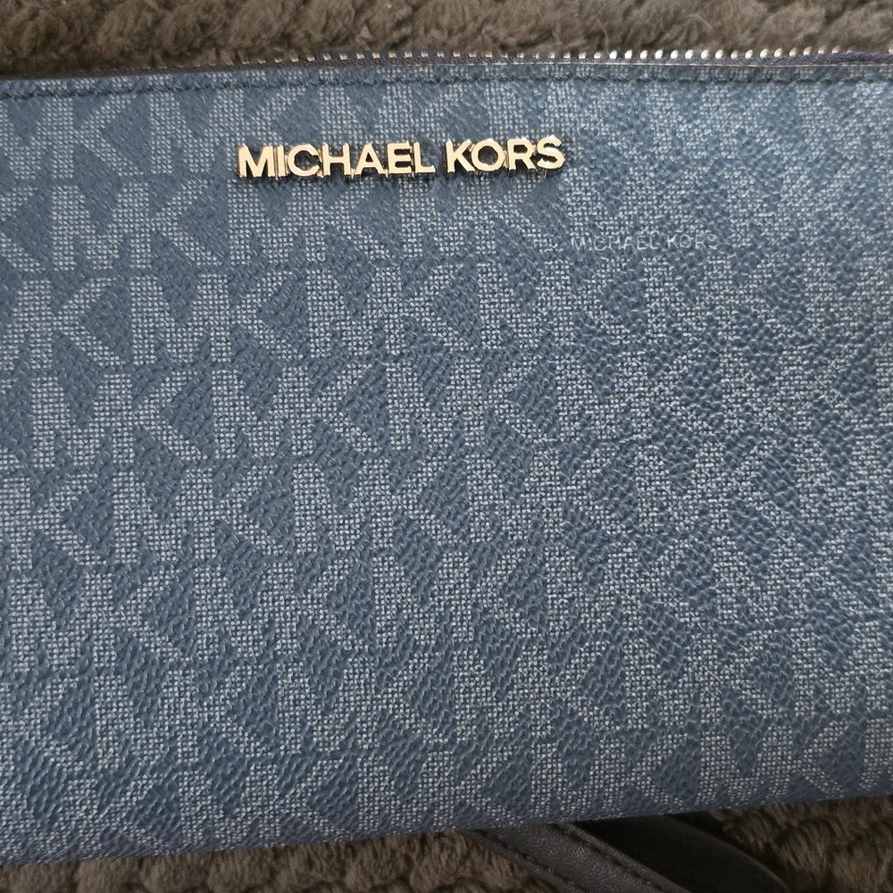 Michael Kors Denim Blue Textured Clutch